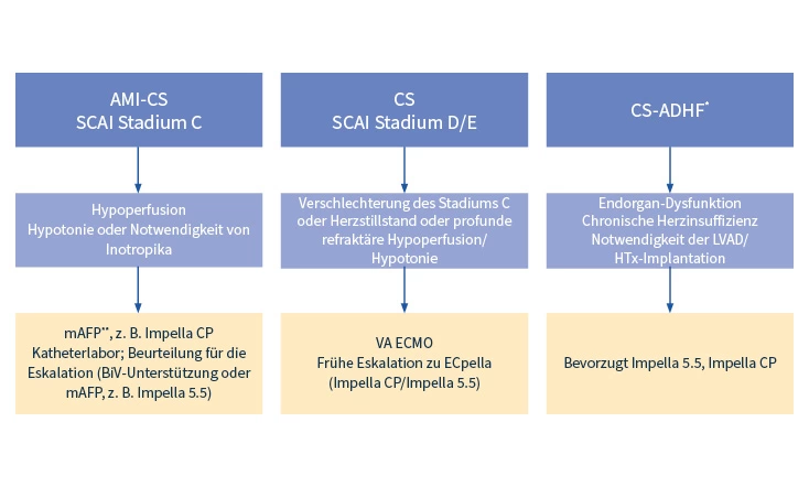 Kardiogener Schock: Von der medikamentösen Therapie zur mechanischen Unterstützung - Strategien für die Systemauswahl und Insertionstechniken
